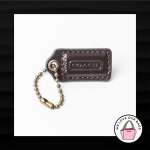 1.5" COACH BROWN PATENT LEATHER BRASS KEY FOB